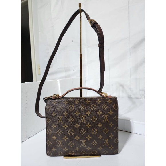 Authentic LOUIS VUITTON Monogram Monceau Satchel Bag Brown - Picture 4 of 16